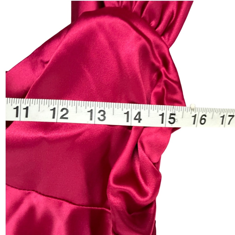 Hello Molly Shine Of Pearls Satin Maxi Dress Womens L Pink Off Shoulder Formal - Picture 8 of 16
